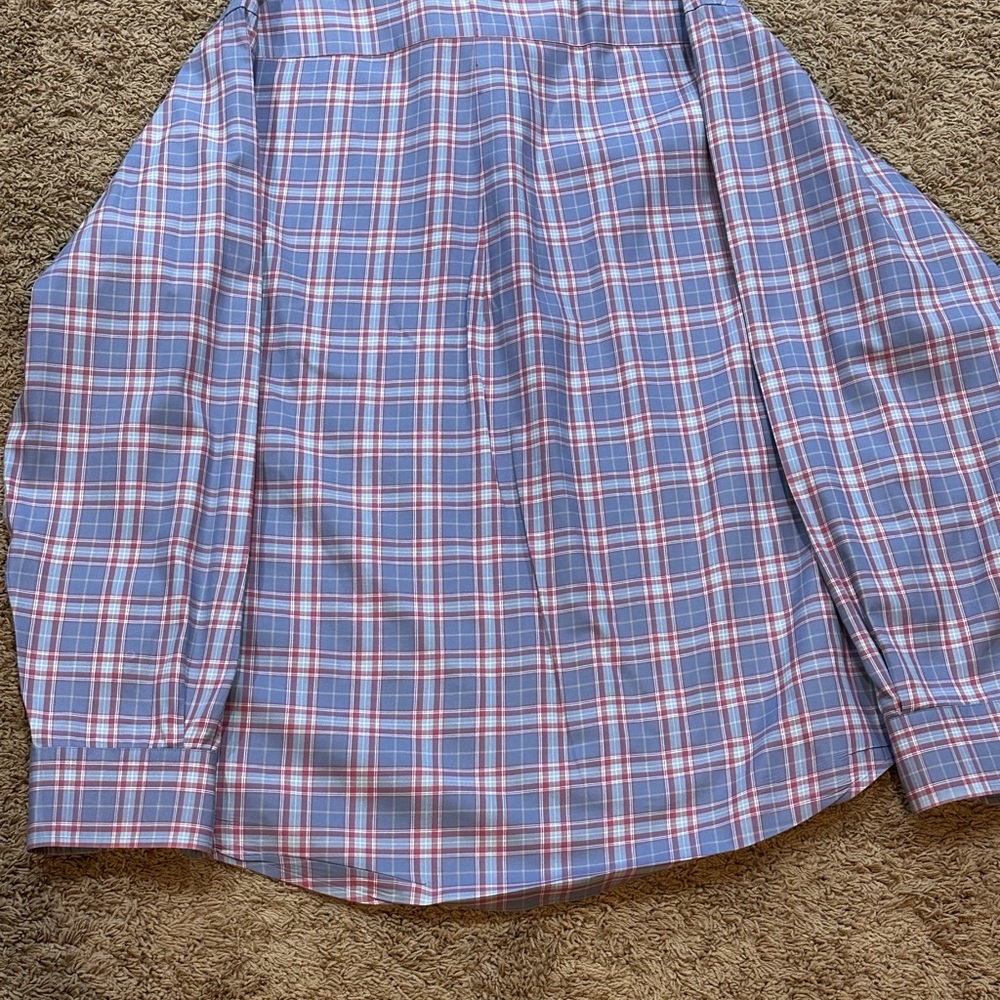 Peter Millar Men's Casual Plaid Shirt in Blue and Red - Picture 3 of 4